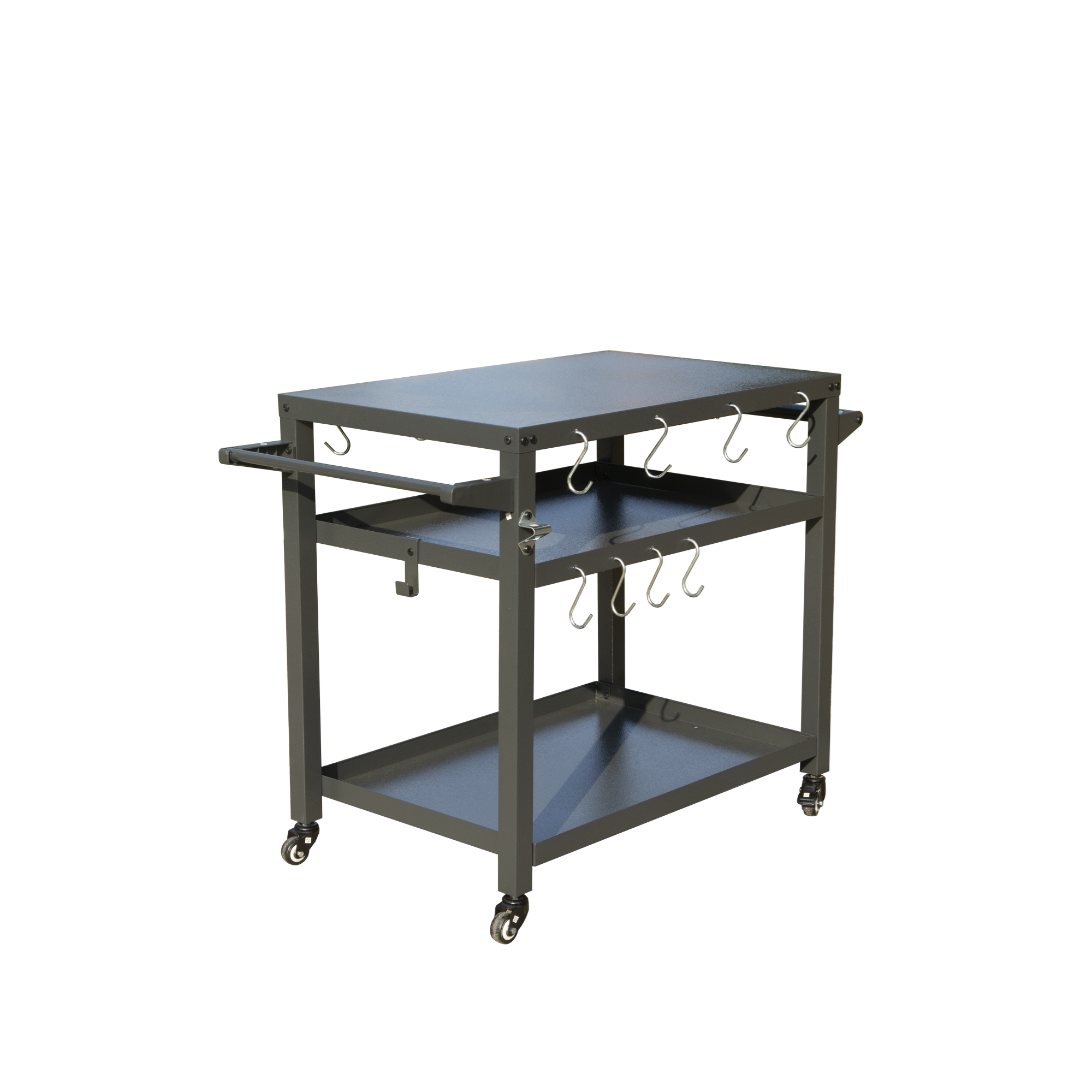 3-Shelf Outdoor Grill Table, Grill Cart Outdoor with Wheels, Pizza Oven and Food Prep Table, Blackstone Table with Stainless Steel Tabletop, Grill Stand for Blackstone Griddle for Outside BBQ