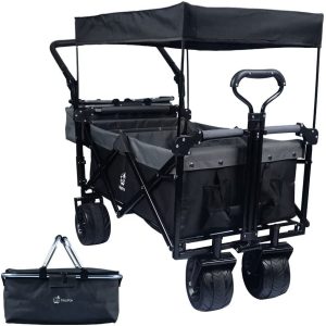 Collapsible Wagon 140L Wagons Carts Foldable with Removable Canopy, Folding Wagon Cart with Wheels for All-Terrain with Brake, Foldable Wagon with Cooler Bag, for Camping Beach Shopping Collapsible Wagon 140L Wagons Carts Foldable with Removable Canopy, Folding Wagon Cart with Wheels for All-Terrain with Brake, Foldable Wagon with Cooler Bag, for Camping Beach Shopping