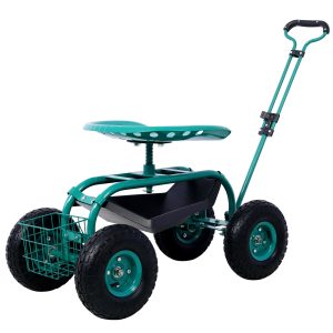 Rolling Garden Scooter Garden Cart Seat with Wheels and Tool Tray, 360 Swivel Seat,Green--refurbished Rolling Garden Scooter Garden Cart Seat with Wheels and Tool Tray, 360 Swivel Seat,Green--refurbished